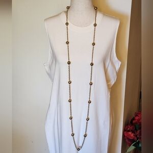 Vintage Art Deco Gold Beaded Necklace with Rhythmic Design